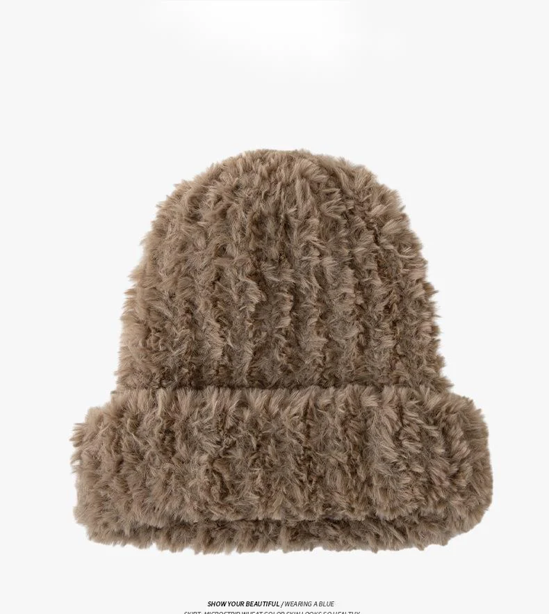 Grand bandeau chaud en peluche pour enfants, protection des oreilles d'hiver, ample, empilé, polyvalent, tricoté, visage montrant un petit chapeau en laine, nouvelle collection automne et hiver_voghion.com