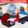 Flip Lid Cards Deck Box PU Leather 4 Rows Trading Card Storage Box with Dividers Multipurpose Game Card Office Business Card Box 5