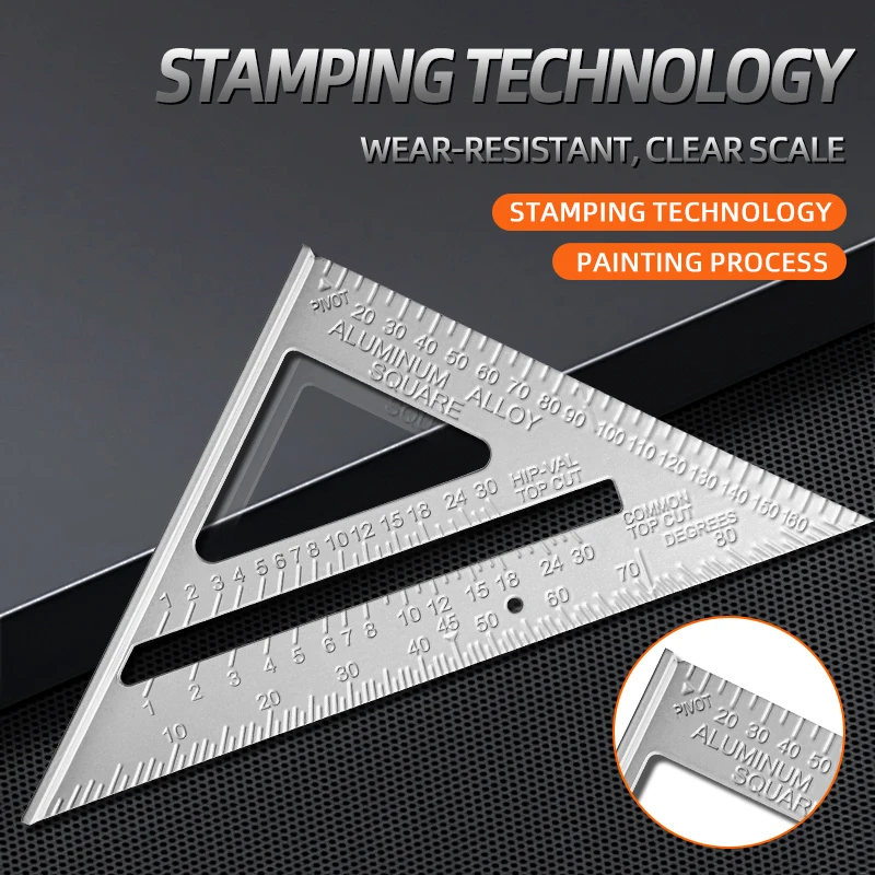 Triangle Ruler AIRAJ 7Inch Triangle Ruler Aluminium Alloy Carpenter Inch Metric Angle Ruler Guide Percision Measurement Tool Woodworking Tools