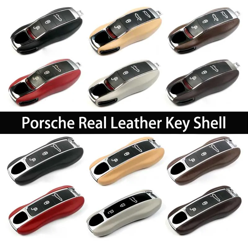 Car Key Case Fob Cover Shell Italy Leather for Porsche Macan Cayenne Panamera Taycan Boxster 718/911 Replace Proctect 3pcs/set key case olive green for porsche macan 718 911 panamera cayenne car key protective shell remote control replace cover 3pcs set