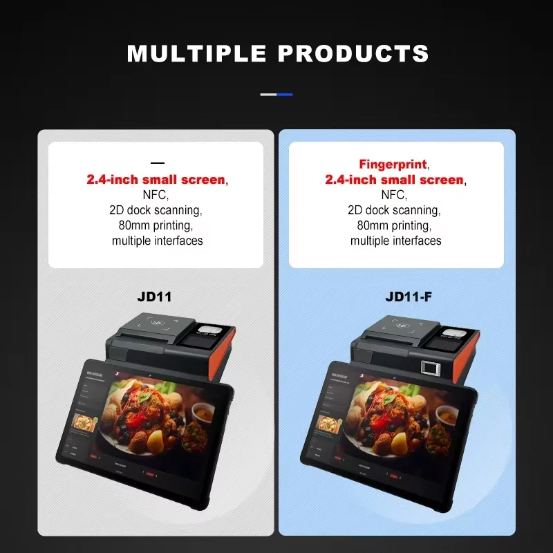 Munti Function 11 inch Android 12 POS Terminal with 80mm Printer Loyverse Desktop POS 4G WIFI BT Connection 2D Cash Register