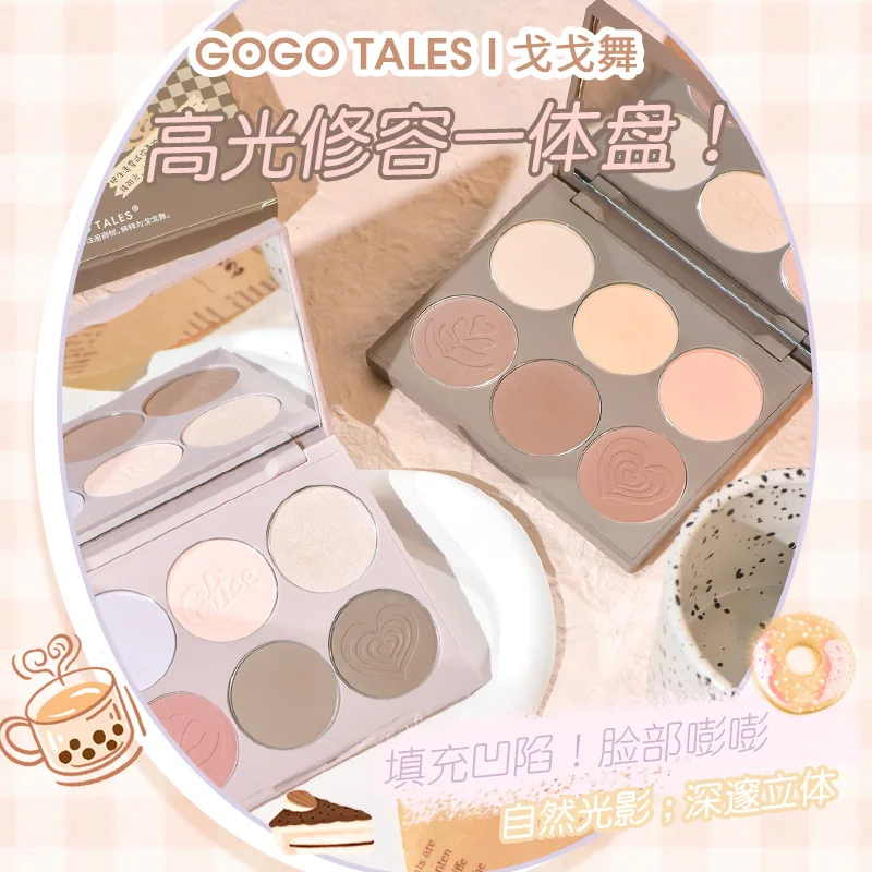 

Gogotales Six-color Trimming Plate Matte Highlight Shadow Blush All-in-one Face Brightening Nose