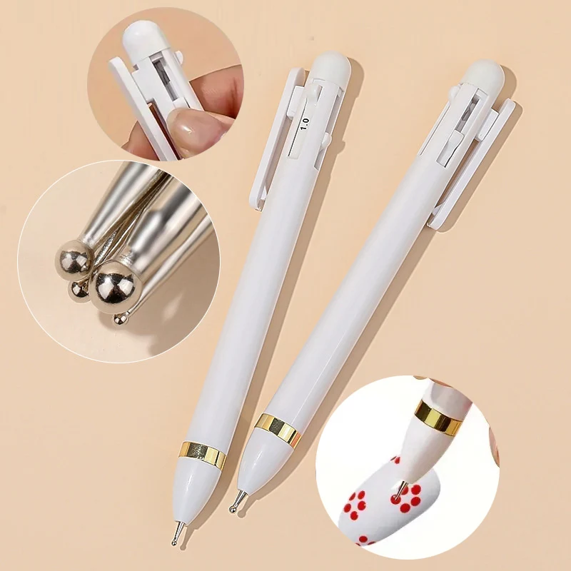 4 in 1 Nail Art Dotting Tools Nail Art Tip Dot Paint Manicure Kit Rotatable Ballpoint Drill Pen Dotting Tools Nail Point Pen 3