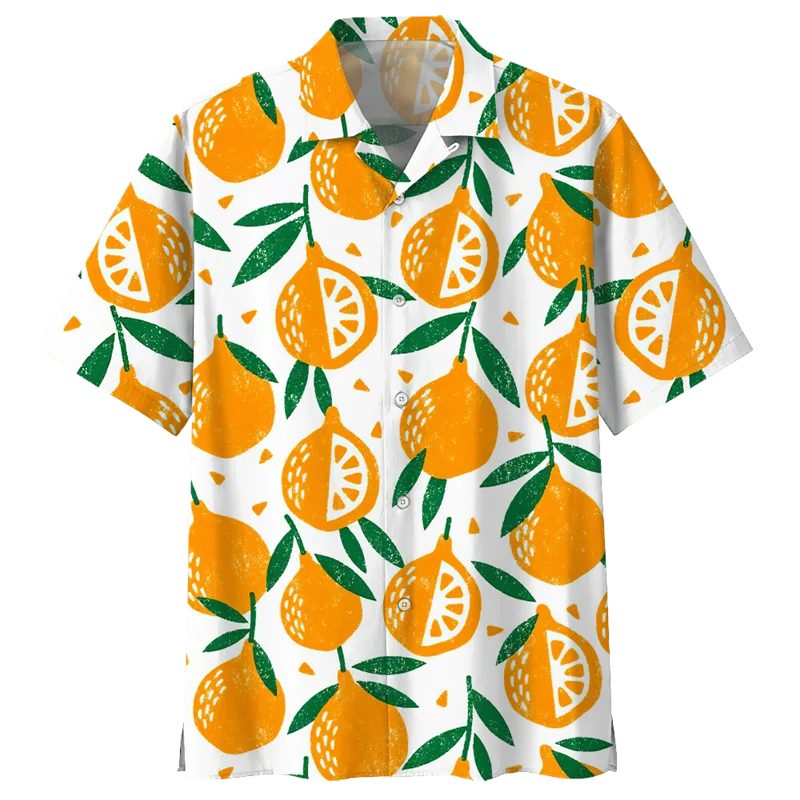 thumbnail image 1 of Camisas hawaianas con estampado de limón para hombre, blusa con botones de manga corta y estampado 3D de frutas tropicales, camisa hawaiana de solapa de gran tamaño, 1 of 4