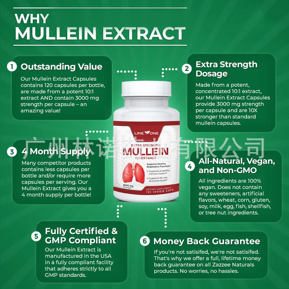 Natural Mullein Leaf Capsules Lung Cleanse 3000mg 60 Capsules