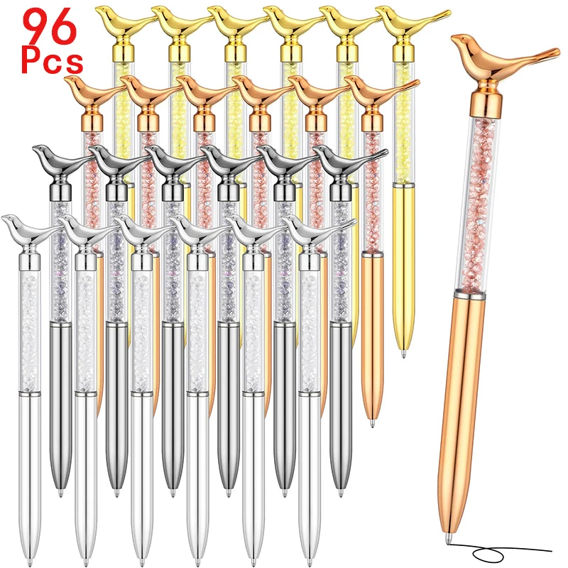 

96Pcs Crystal Ballpoint Pens Pigeon Rhinestone Pens Fancy Pens Bling Ballpoint Pens for School Office Supplies