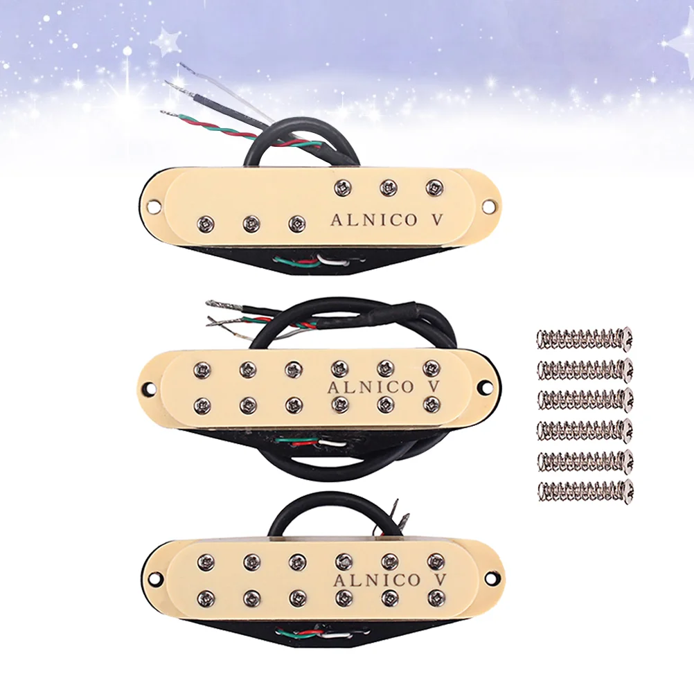 

Guitar Pickup Yellow Single Coil Alnico V Neck Bridge Middle Pickup Set Pickups for Guitar Accessories Replacement Parts