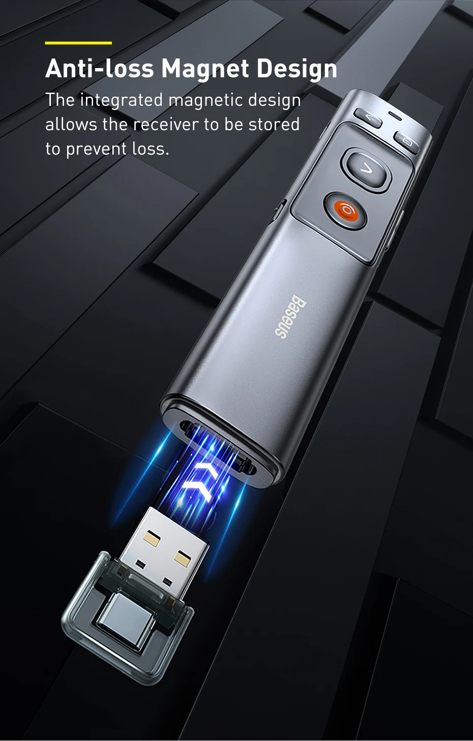 Baseus-puntero inalámbrico Flip pen, mando a distancia Universal para Mac Win, proyector, presentación de Powerpoint
