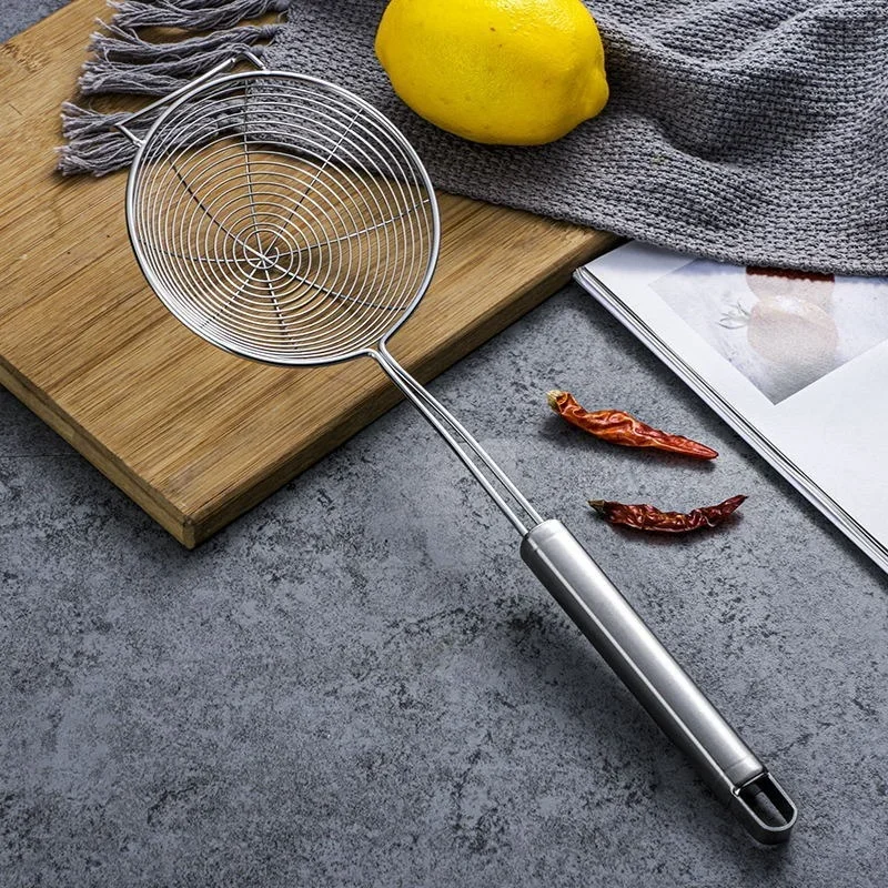 Skimmer Solid Spider Strainer Ladle Stainless Steel Kitchen Utensil Tool French Fries Fish Frying 12#/14#/16#/18#/20#