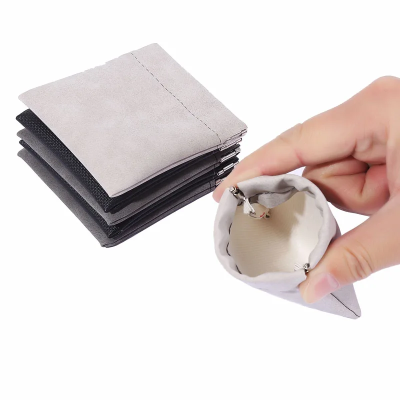 20Pcs/lot 8*9CM PU Leather Bags Jewelry & Data Line Gift Packaging Pouch Small Wallet Change Bag Coin Purse For Boys Girls