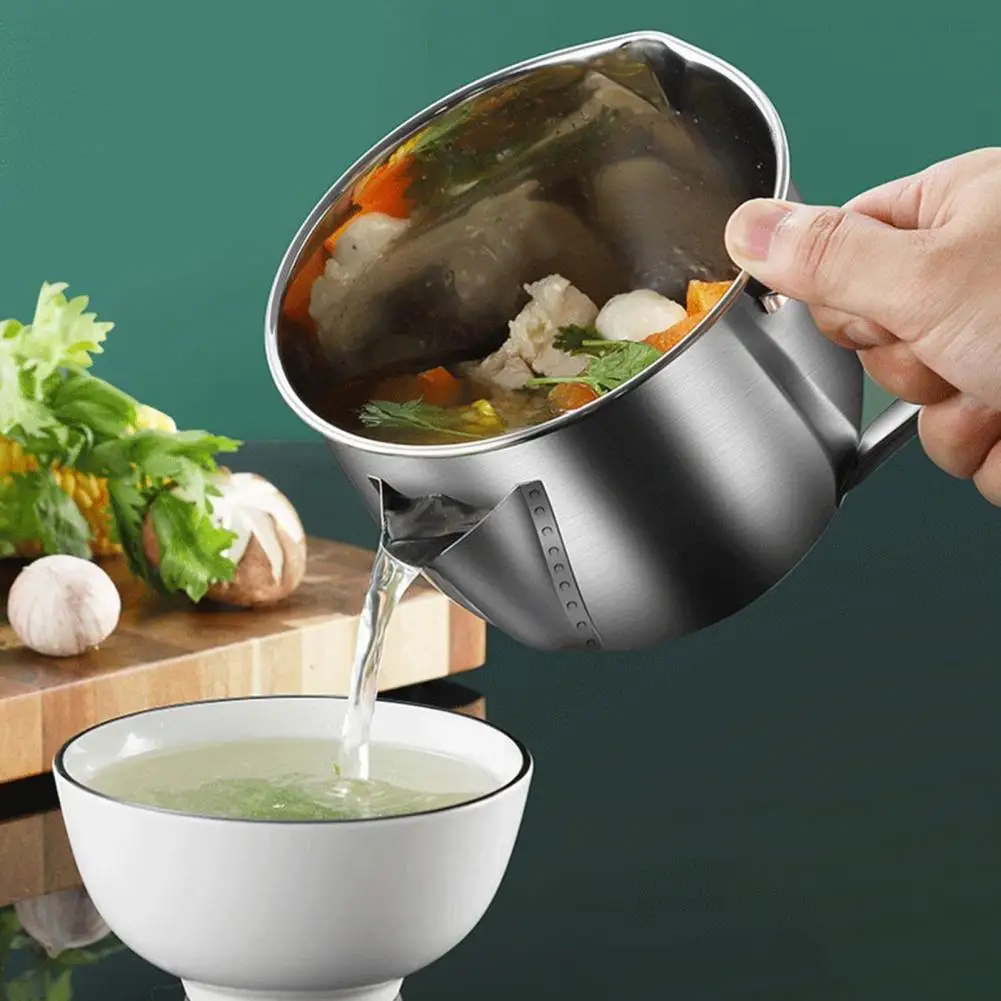 Versatile Oil Filter Kettle Non-slip Handle Convenient to Use Oil Strainer Pot Long Lasting Filter Kettle