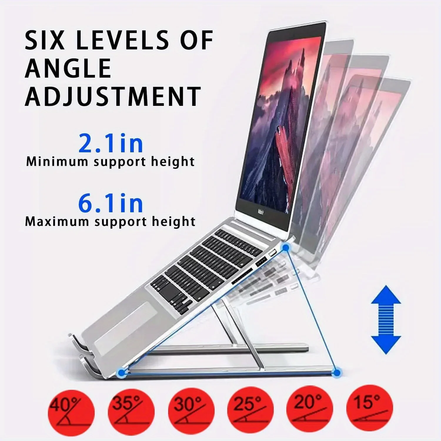 Sleek Adjustable Aluminum Laptop Stand - Ergonomic, Portable Design with Enhanced Ventilation