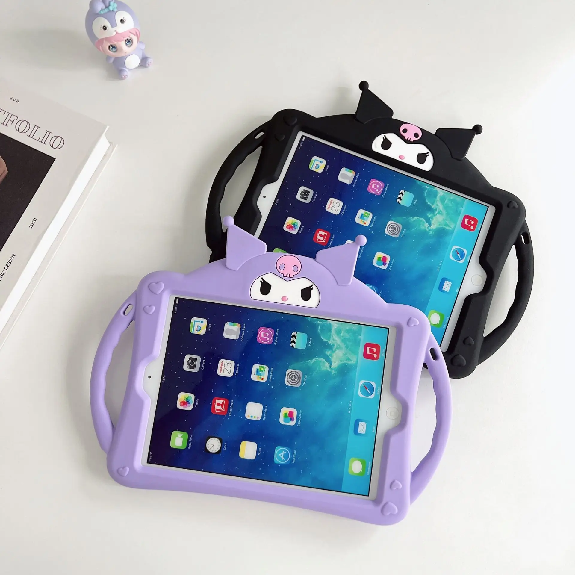 

Cartoon Cute Kuromi Melody Cover For iPad 10th 10.9 9th 8th 7th 10.2 Generation Case Mini 4 5 6 Silicon Stand Handle Case Funda