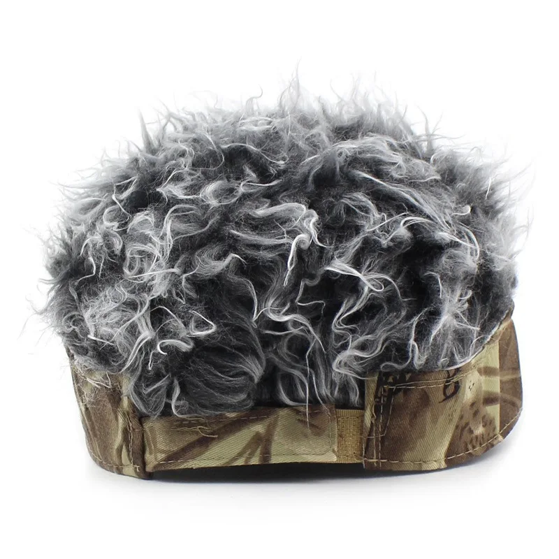 Baseball Hat Mens Baseball Cap With Spiked Hairs Wig Hat Short Hairs Sunhat Summer Autumn Outdoor Jungle hunting Sunshade Visor Fancy Hat