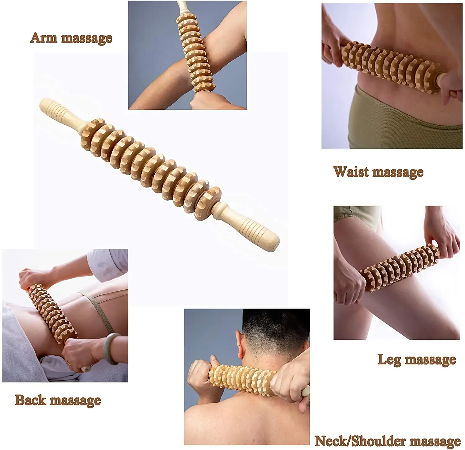 Wood Therapy Roller Stick Massage Tool Curved Designed Maderoterapia Colombiana Massager Lymphatic Drainage Trigger Point Stick