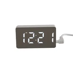 Modern LED Mirror Alarm Clock - Stylish Digital Desk Accessory for Home and Bedroom Decoration (White)