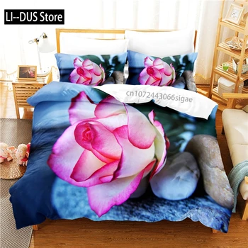 Elegant Flowers Bedding Set Duvet Cover Set 3d Bedding Digital Printing Queen Size Bedding Set Fashion Design 1