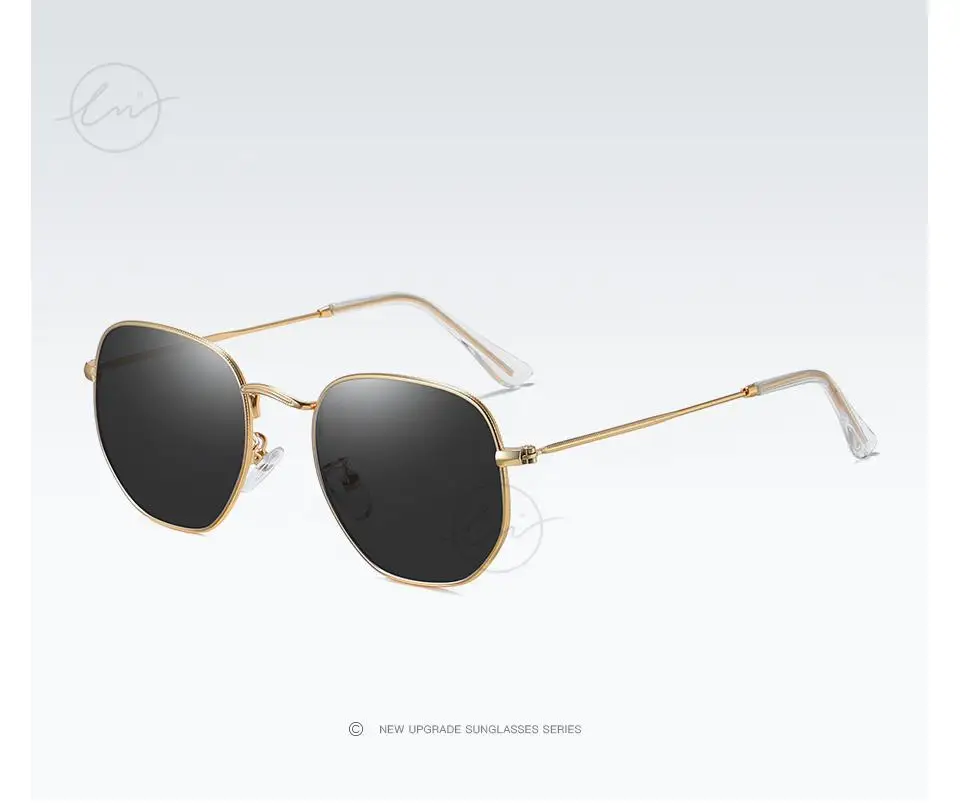 LM Fashion Damen Kleine Sechseck-Sonnenbrille Herren Retro Polarisierte Metallbeschichtung Spiegel Sonnenbrille Schutzbrille UV400 Brillen_voghion.com