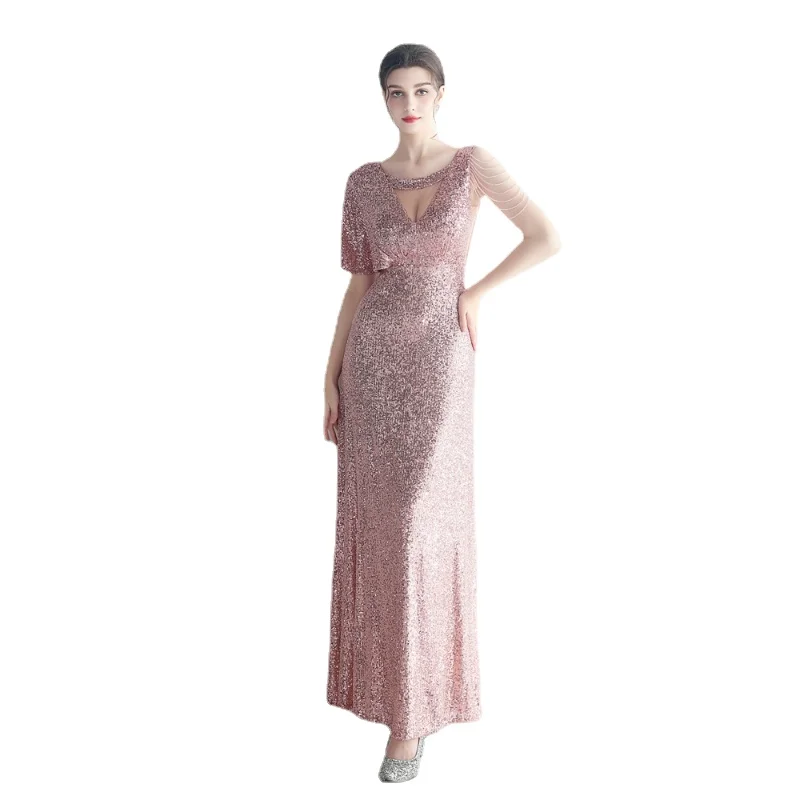 

Mesh Perspective Sexy Bridesmaid Etiquette Celebration Banquet Long Evening Dresses