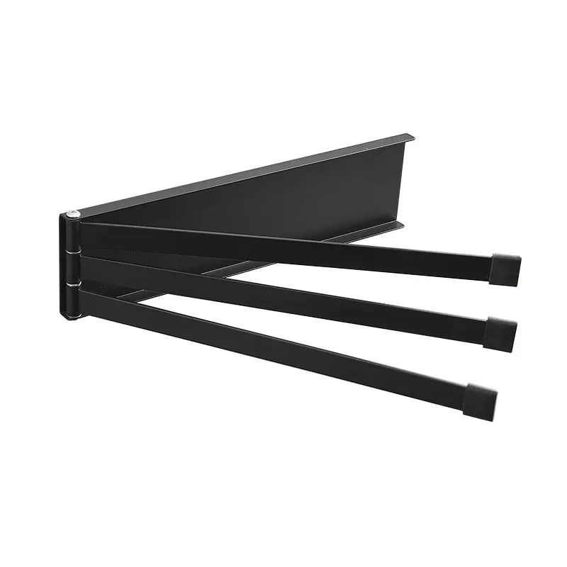 Toilet Non-perforated Iron Art Bathroom Pendant Folding Towel Rack Rotary Movable Rod Towel Bar Wall-mounted Shelf
