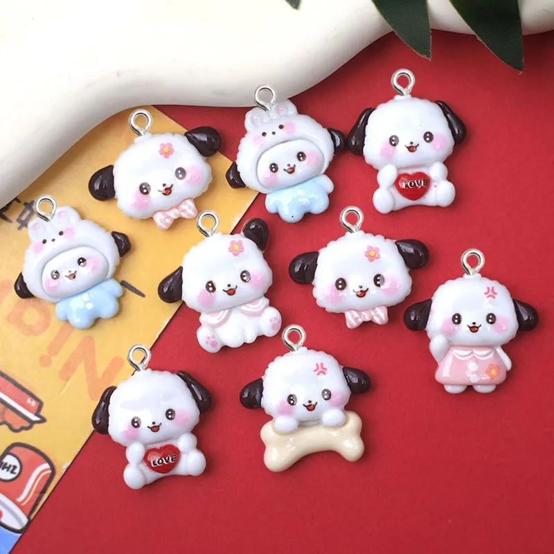 

10Pcs Cute Cartoon Dog Series Resin Charms Kawaii Keychain Bracelet Flat Back Pendants DIY Jewelry Crafts Decoration Accessories