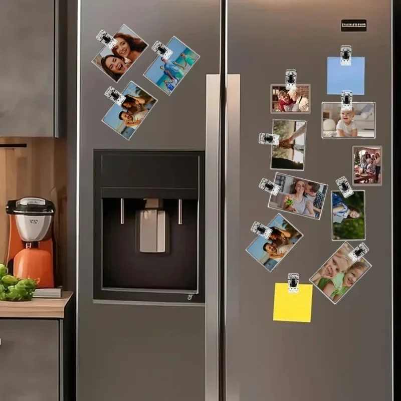 Mini Magnetic Clips 50/10pcs Plastic Transparent Magnet Refrigerator Sticker Photo Note Clip Food Sealing