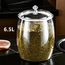 Clear Airtight Food Storage Canister - Versatile Flour, Grains, Candy & Cookie Plastic Jar with Lids (6.5L)