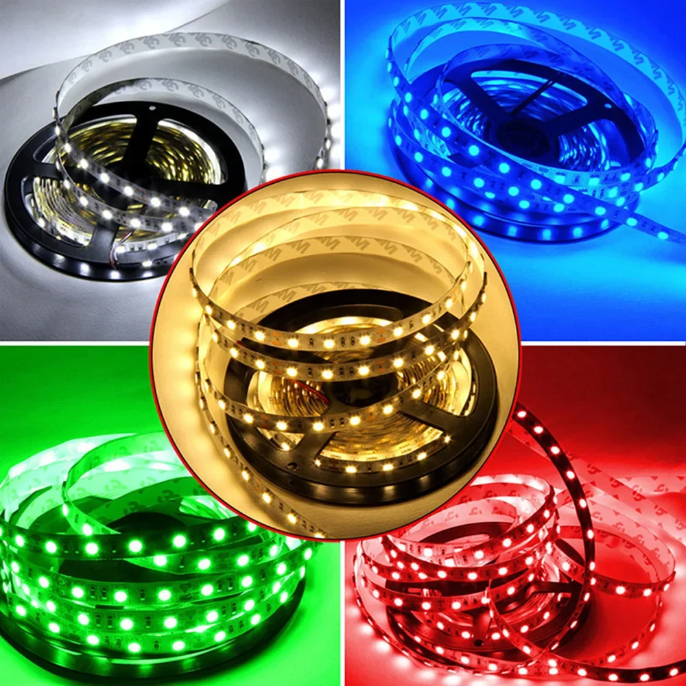 

16.4Ft Rubane RGB Led Strip Lights Tape 12V Warm White Pink Blue For Tv Backlight Christmas Home Living Room Bedroom Decoration