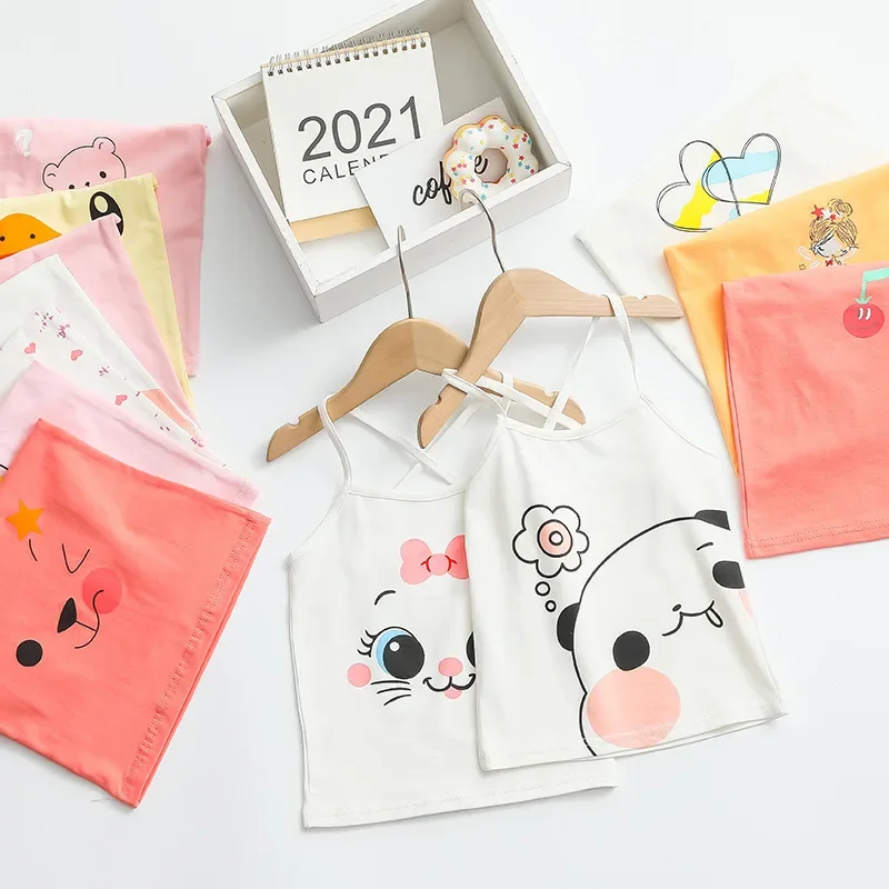 Cotton Children's summer Vest Cartoon Colored Kids Camisole Children Tops Summer Baby Singlet Girls Undershirts Tank