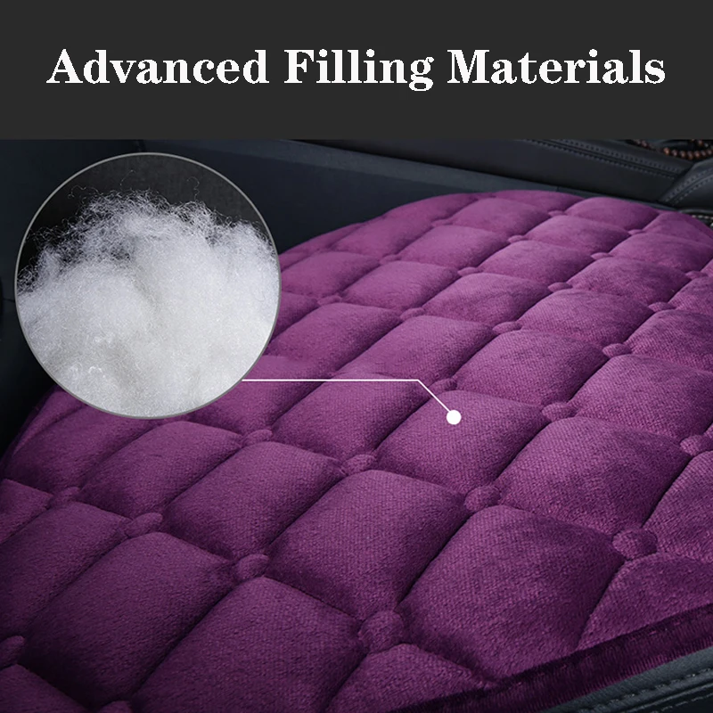 Plush Car Seat Covers Front/Rear/ Full Set Choose Car Seat Cushion Plush Pad Protector Accessories Anti-Slip