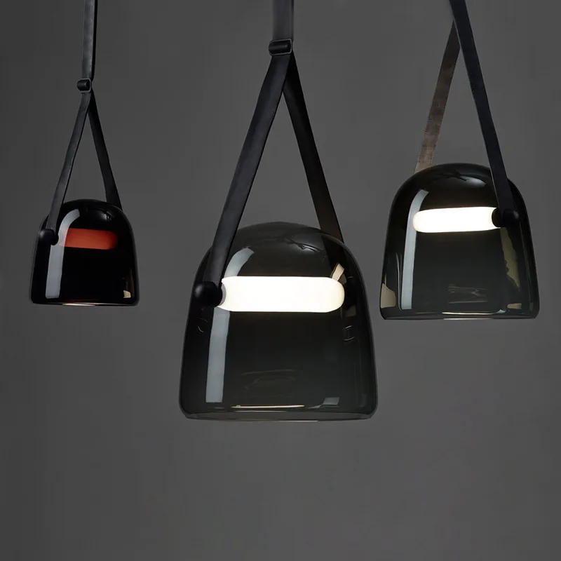 

Nordic minimalist chandelier led belt art glass bar decoration modern home Kitchen bedroom study small hanging lights