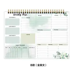 Art A4 Spiral Weekly Planner Notebook - Minimalist Design for Schedule, Goals & Time Management (B)