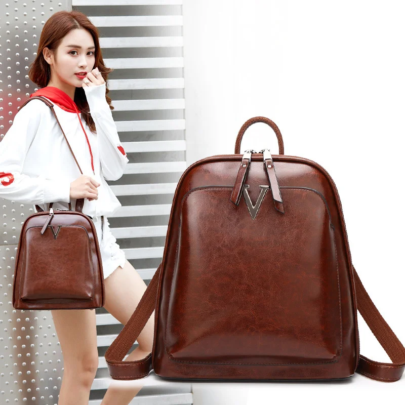 

New Vintage Backpacks For Women High Quality Leather Female Travel Backpack Fashion Shoulder Bag Luxury School Bags For Girls