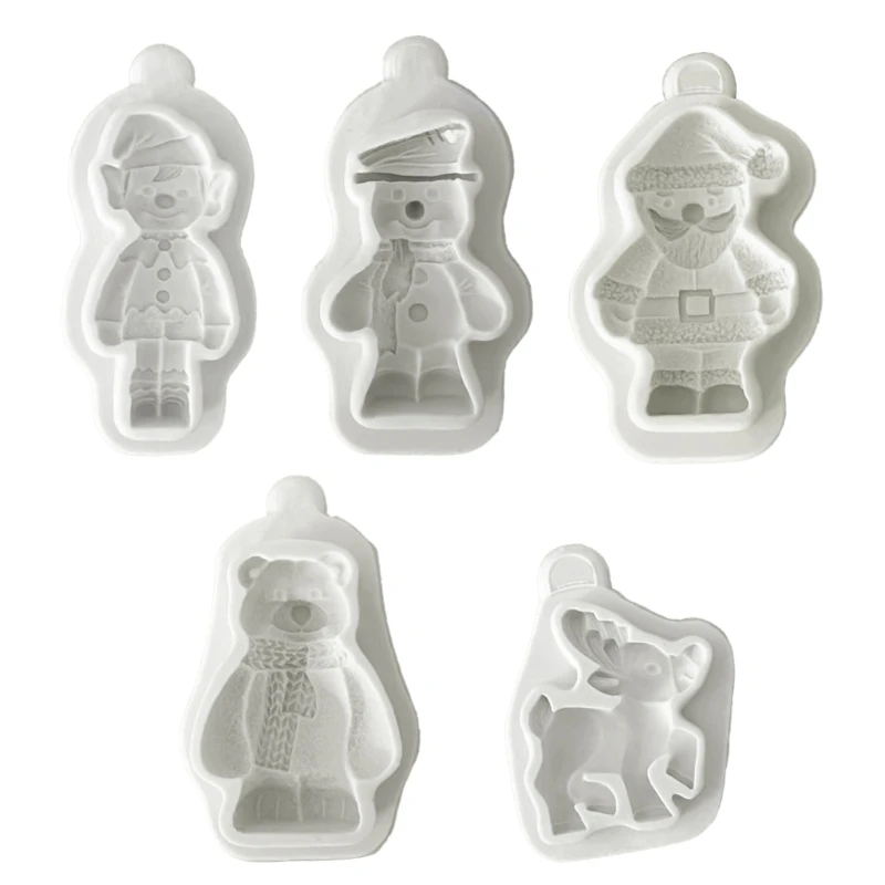 

3D Santa Elk Bear Elf Boy Fondant Chocolate Mould Cake Baking Tools Handmade Soap Christmas Ornament Silicone Mold