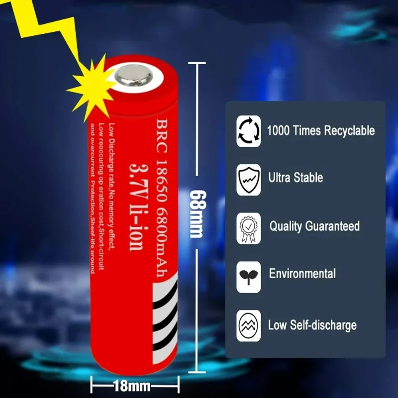 

100% Original 18650 batterie 3,7V 6800mAh wiederaufladbare liion batterie für Led taschenlampe batery litio batterie + ladegerät