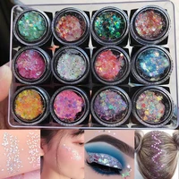 12Colors Body Glitter Gel Mermaid Pigment Festival DIY Glitter Face Makeup Shimmer Eyesahdow Lips Hair Glitters Colorful Sequin 1
