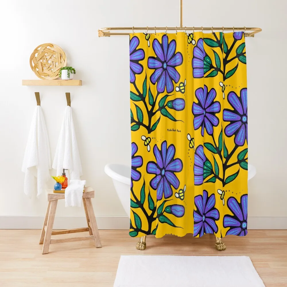 

Bees and chicory 2 Shower Curtain Bathroom And Shower Waterproof Bathroom Shower Curtain