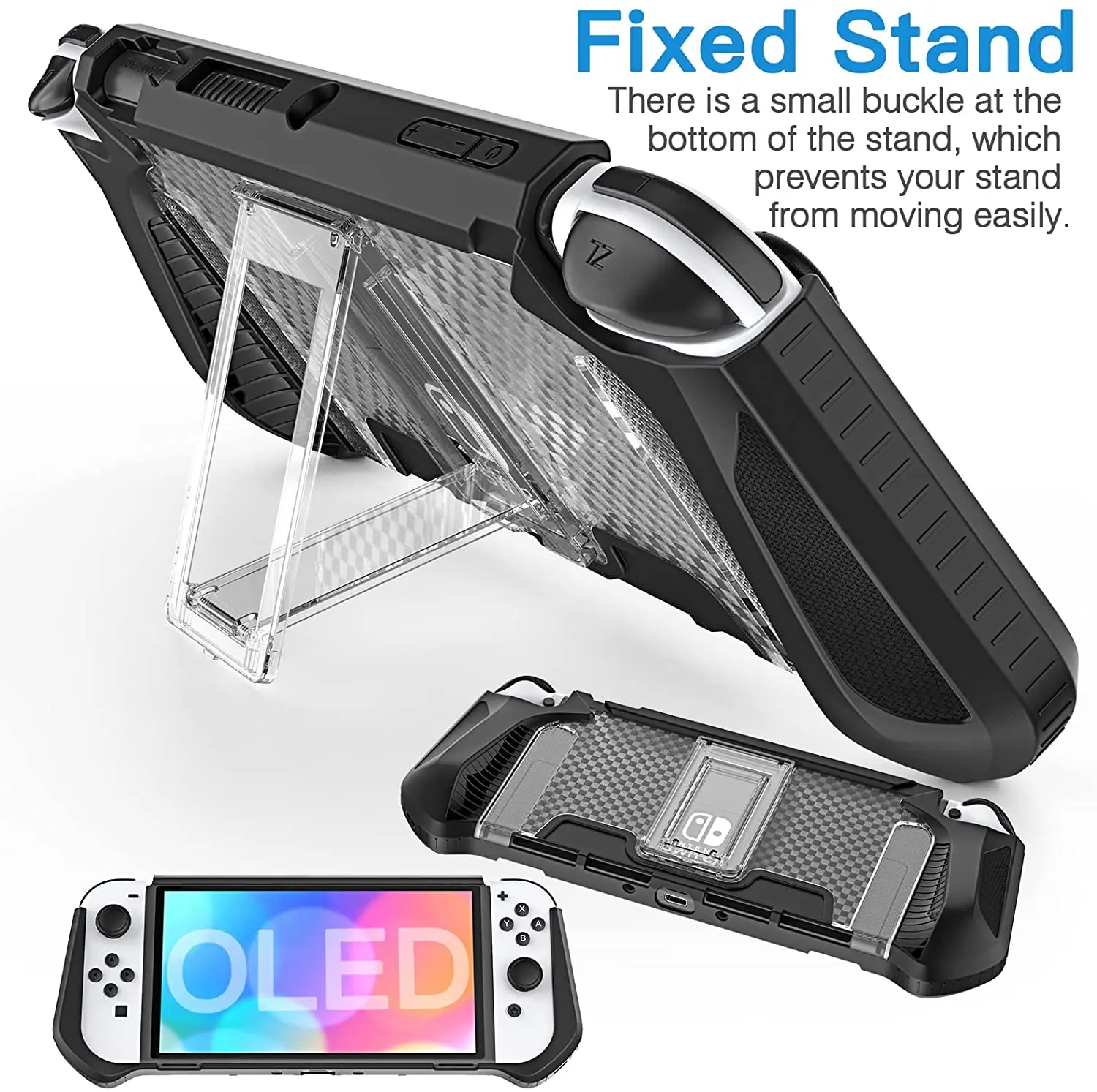 Switch OLED Case with Fixed Stand, TPU Protective Case Compatible with Nintendo  Switch OLED Model Cover Case