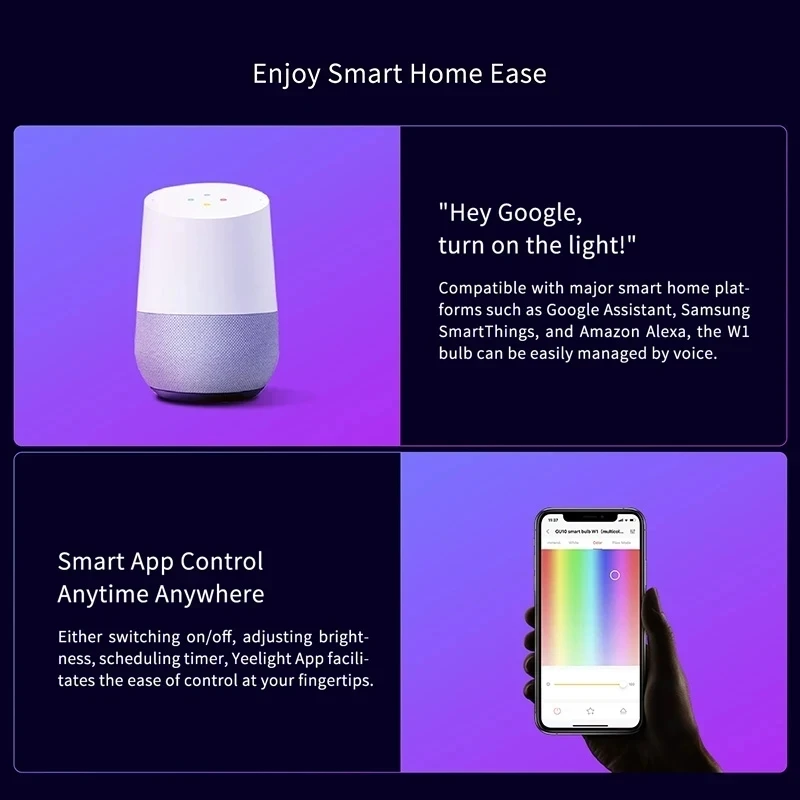 Smart LED Bulb Yeelight GU10 W1 Dimmable Colorful 4pack 350Lumen Game Music Sync Voice Control App Google Assistant