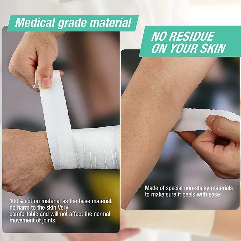 Athletic Tape 1pc Athletic Sports White Cotton Tape Sawtooth Adhesive Bandage for Muscle Knee Wrist Fingers Wrap Protection Muscle Support