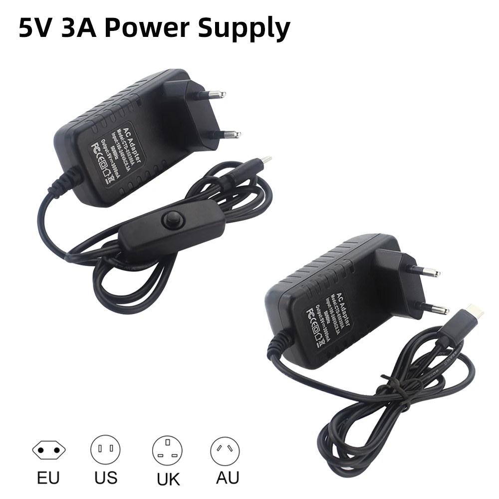 5V 3A Raspberry Pi 4 Alimentatore Porta Usb Tipo C Adattatore Di Alimentazione 100-240V Per Caricabatterie Pi 4 Orange Pi 3B Opi Zero 3