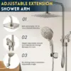 l8'' High Pressure Rain/Rainfall Shower Head,5 Settings Adjustable Handheld Showers,with 15" Height Adjustable Slide 5