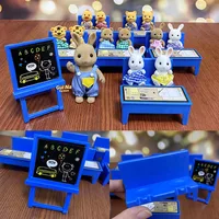 1/12 DIY  Simulation Forest Rabbit Animal Family Dollhouse Critters School Desk Toy Role Play for Kids Birthday Gift For Girls 1