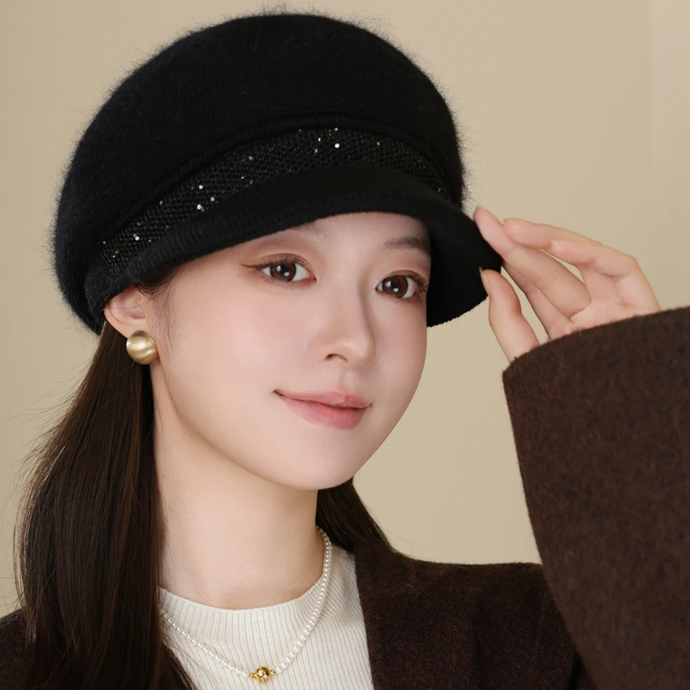 Neue Frau Winter Warme Mütze Plüsch Fell Gefüttert Warme Kappe Für Frauen Casual Kaninchen Fell Mischung Hut Streetwear Outdoor-Mode Gestrickte Hut – Detail 26