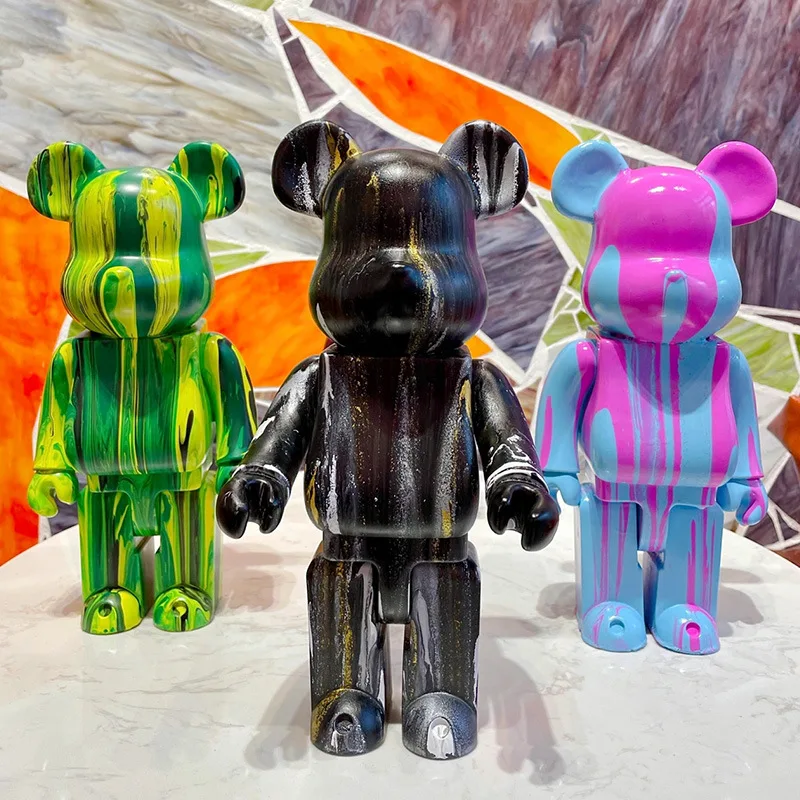 HANDA DIY Painting Fluid Bear Teddy Bear Violent Bear Gloomy Bear Painting  Kit Set Creative Home Decorations Handmade Doll Figurine Toys Gift for
