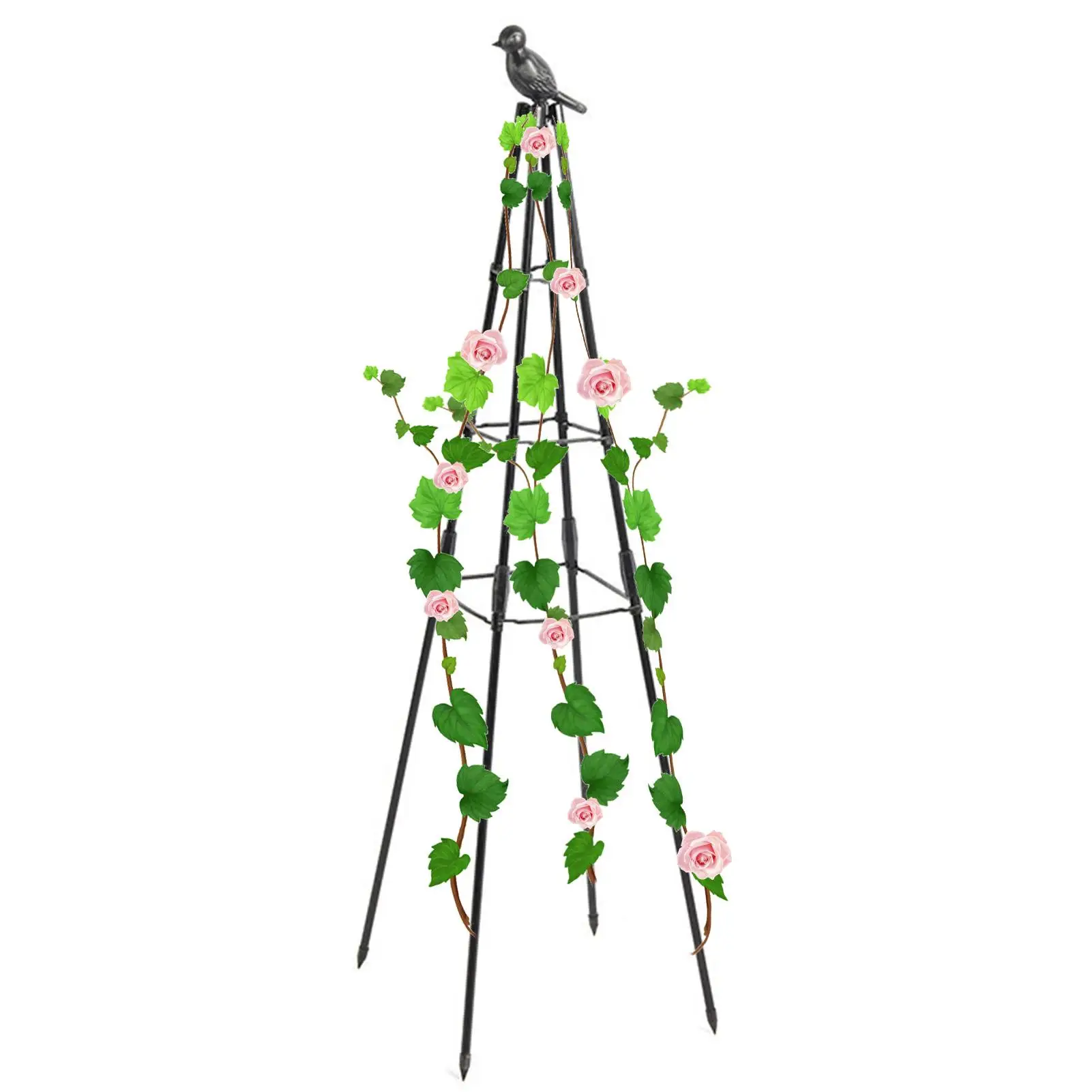 160cm Metal Garden Obelisk Trellis Plant Climbing Frame Climbing Plant Support with Bird