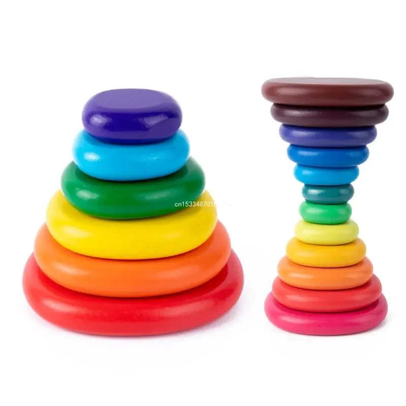 

Sensory Tumble Jumble Enlightenment Building Blocks Rainbow Colored Cobblestone Shape Montessori Bricks for Child 3 4 5 Dropship