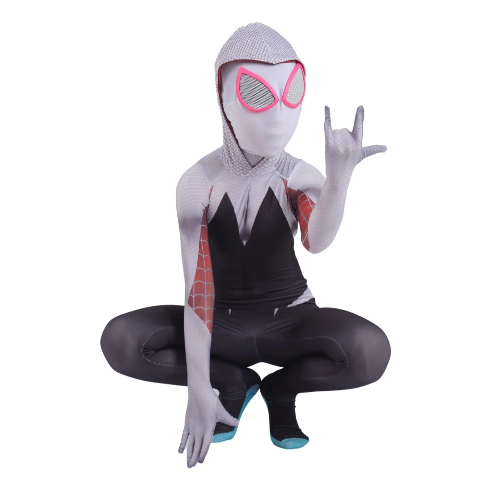 Costume Da Cosplay Di Halloween Per Ragazza Gwen Stacy Spiderman Spider Woman Zentai Bodysuit Acquista In Modo Economico - Spedizione Gratuita, Recensioni Reali Con Foto - Foto 3