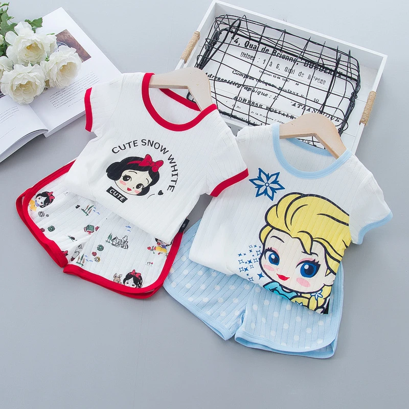 nightgowns and robes	 Girls Frozen Home Clothes Set Summer Kids Cute Cartoon Snow White Elsa Princess Pajamas Set 2-7 Years Children Casual Outfits vintage nightgowns	