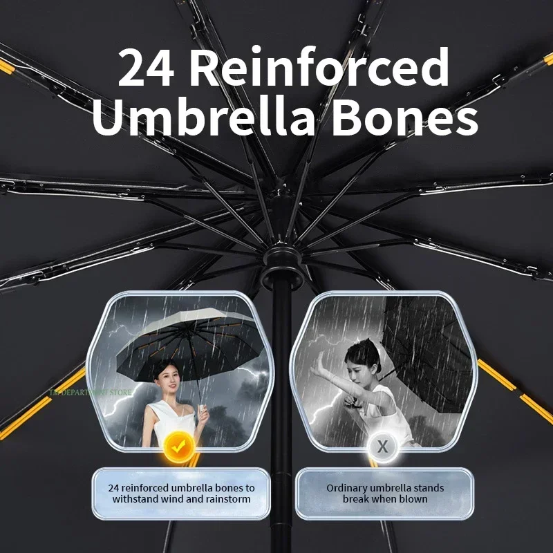 24 Bone Windproof anti-UV Fully Automatic Large Umbrella 3 Folding Ribs Double Umbrella Travel Rain Men Women Umbrellas UPF Gift folding umbrella automatic umbrella wind resistant umbrella automatic sun umbrella windproof umbrella